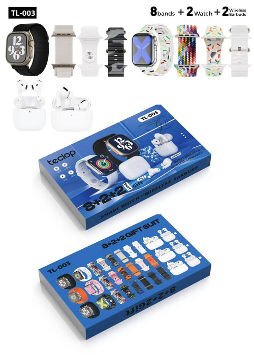 2 Reloj Smart Watch 2 Audifonos 8 Pulsos