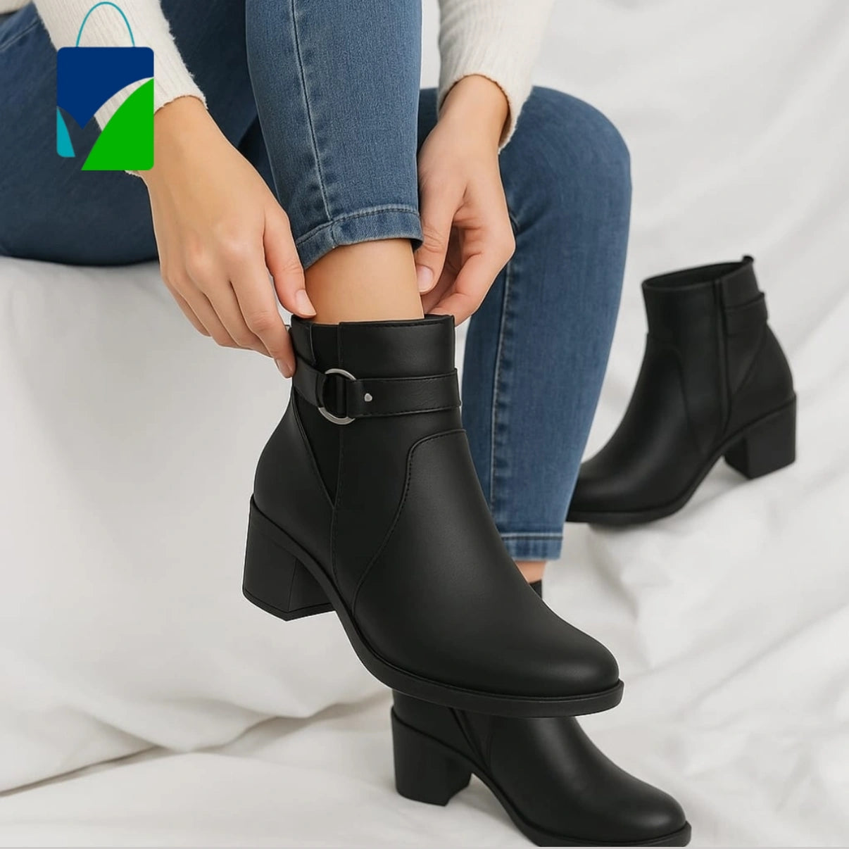 BOTINES EN CUERO PARA DAMA